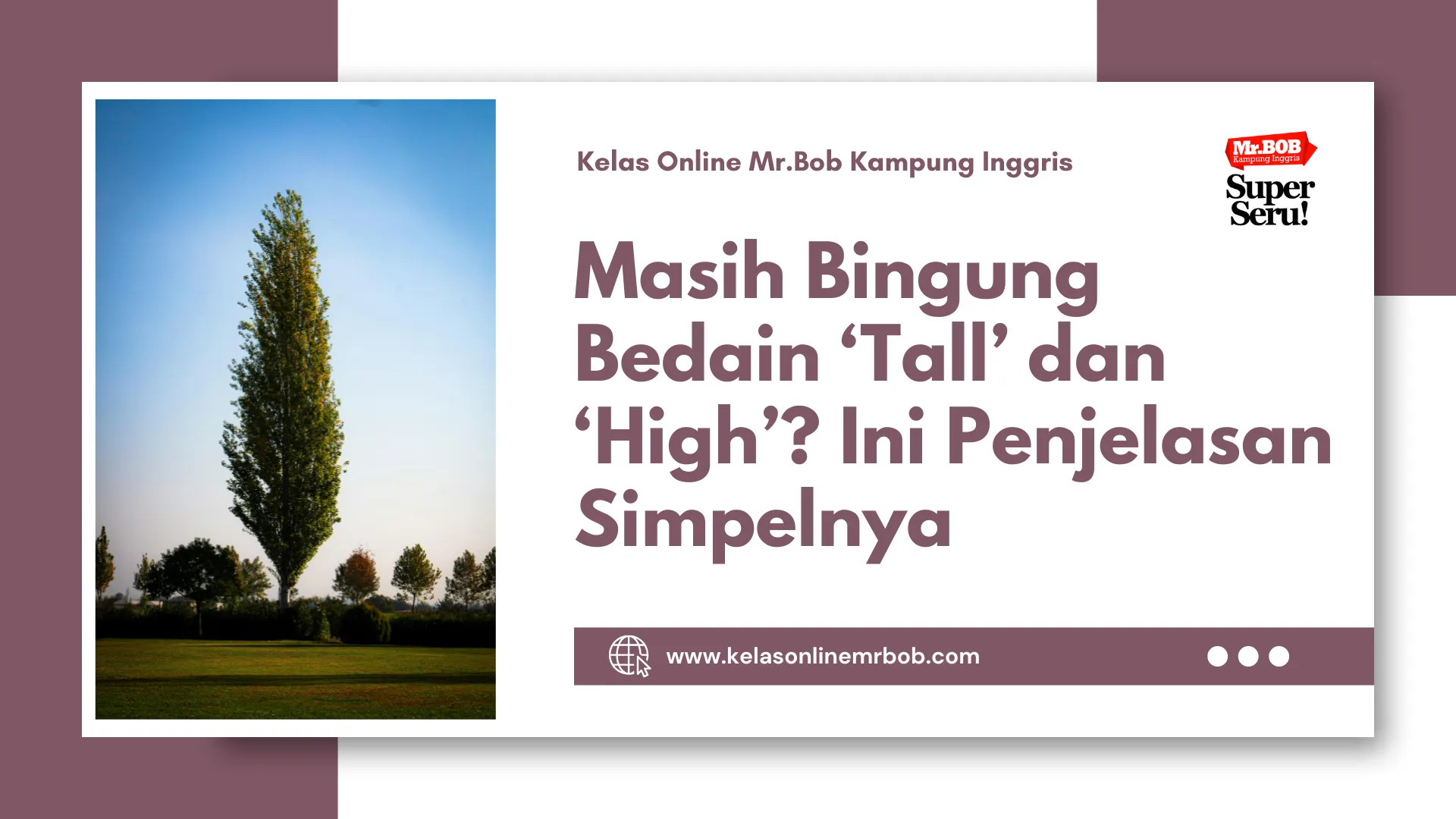 Masih Bingung Bedain ‘Tall’ dan ‘High’? Ini Penjelasan Simpelnya - Kelas Online Mr.BOB Kampung Inggris