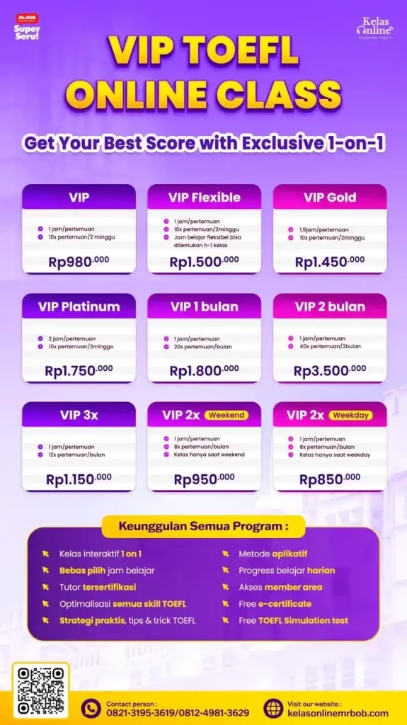 Rahasia Mendapatkan Skor TOEFL Impian Tanpa Stres - Kelas Online Mr.BOB Kampung Inggris